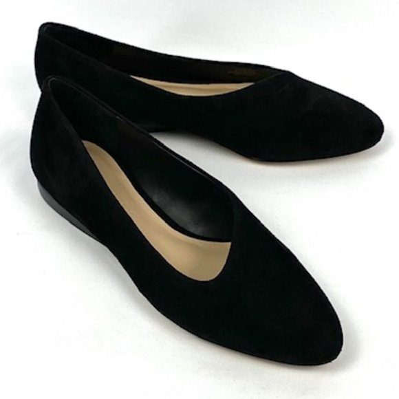 1. State Bennie Black Kid Suede Asymmetrical Flat - Picture 2 of 9